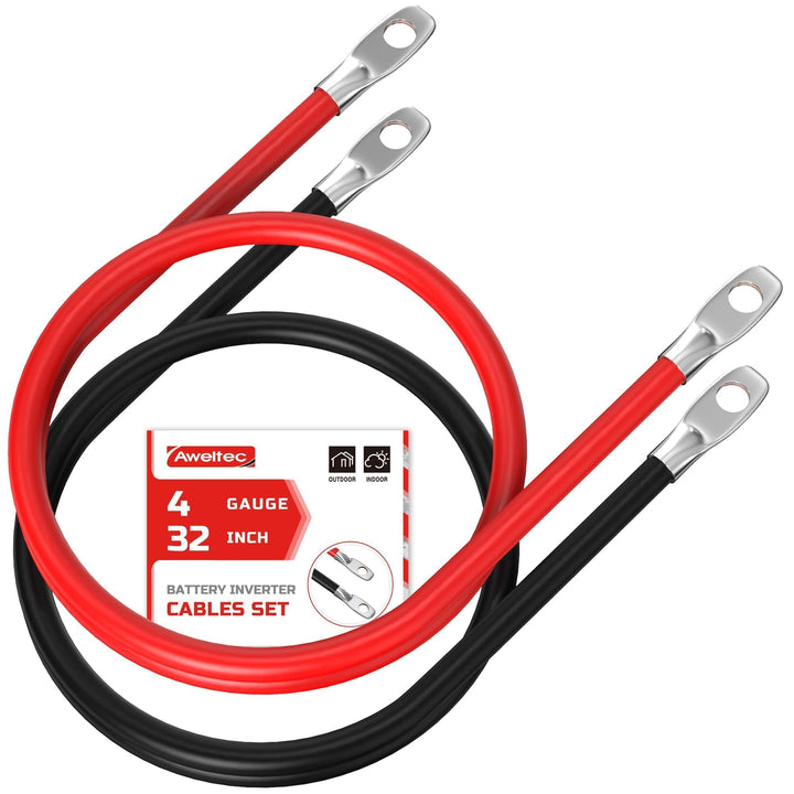 AWELTEC 4 AWG front packaging showing red and black cables, reliable hookup benefit