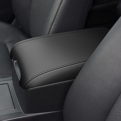 awnexuct front view armrest cover on Camry console showing neat fit and protection