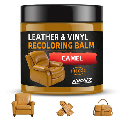 AWOWZ front jar camel shade showing clear label and benefit of color restoration