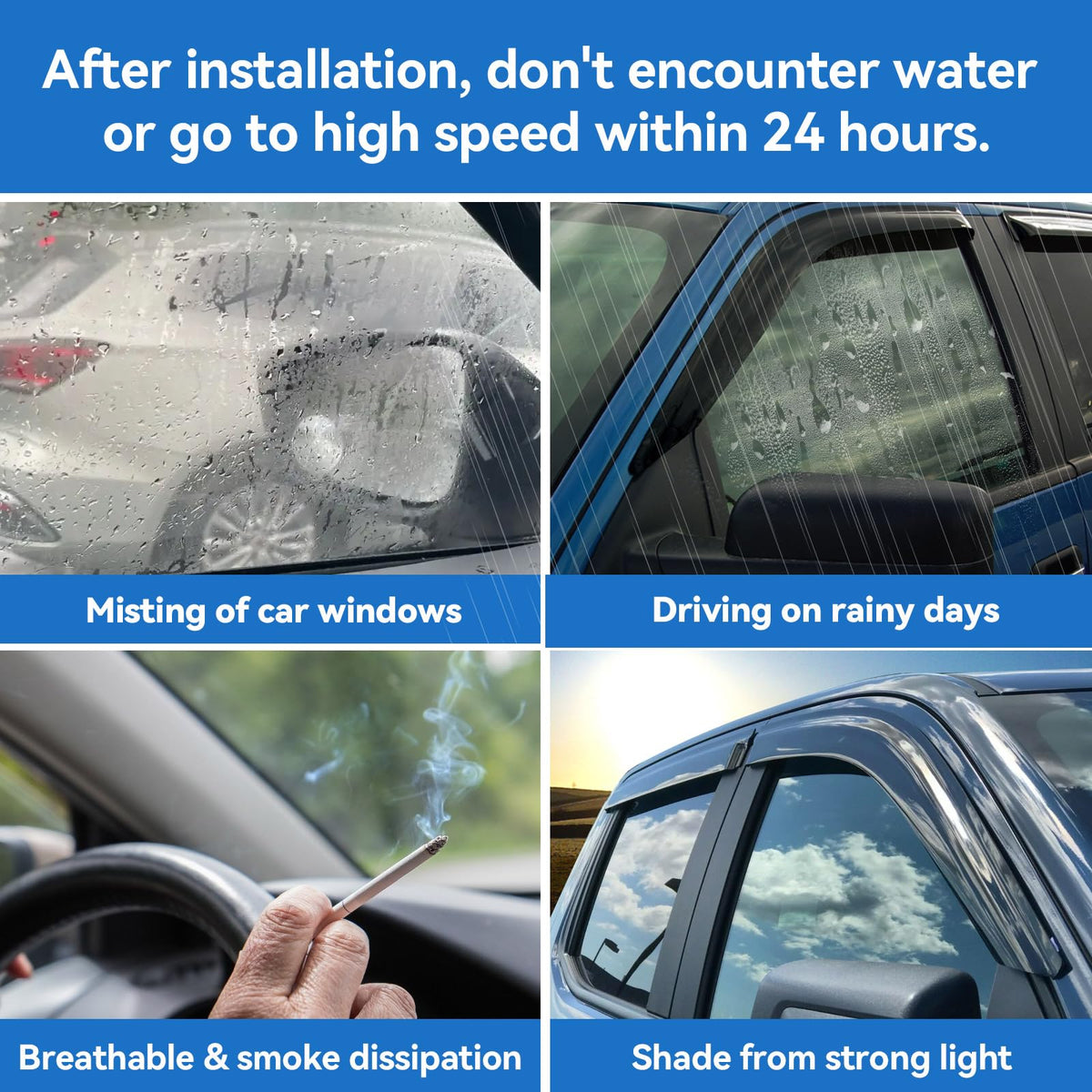 AWVRG rear passenger visor detail on Escape, resists rain entry