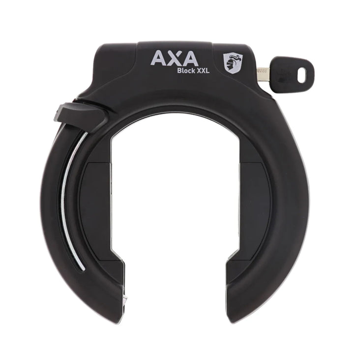 AXA Block XXL front view showing compact heavy‑duty design and instant locking benefit
