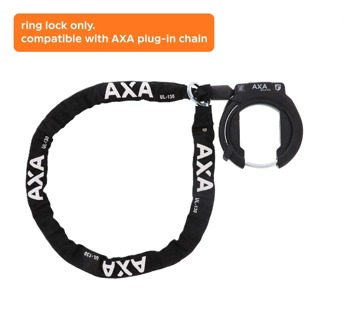 AXA Block XXL plug‑in port for chain showing compatibility for added anchoring benefit