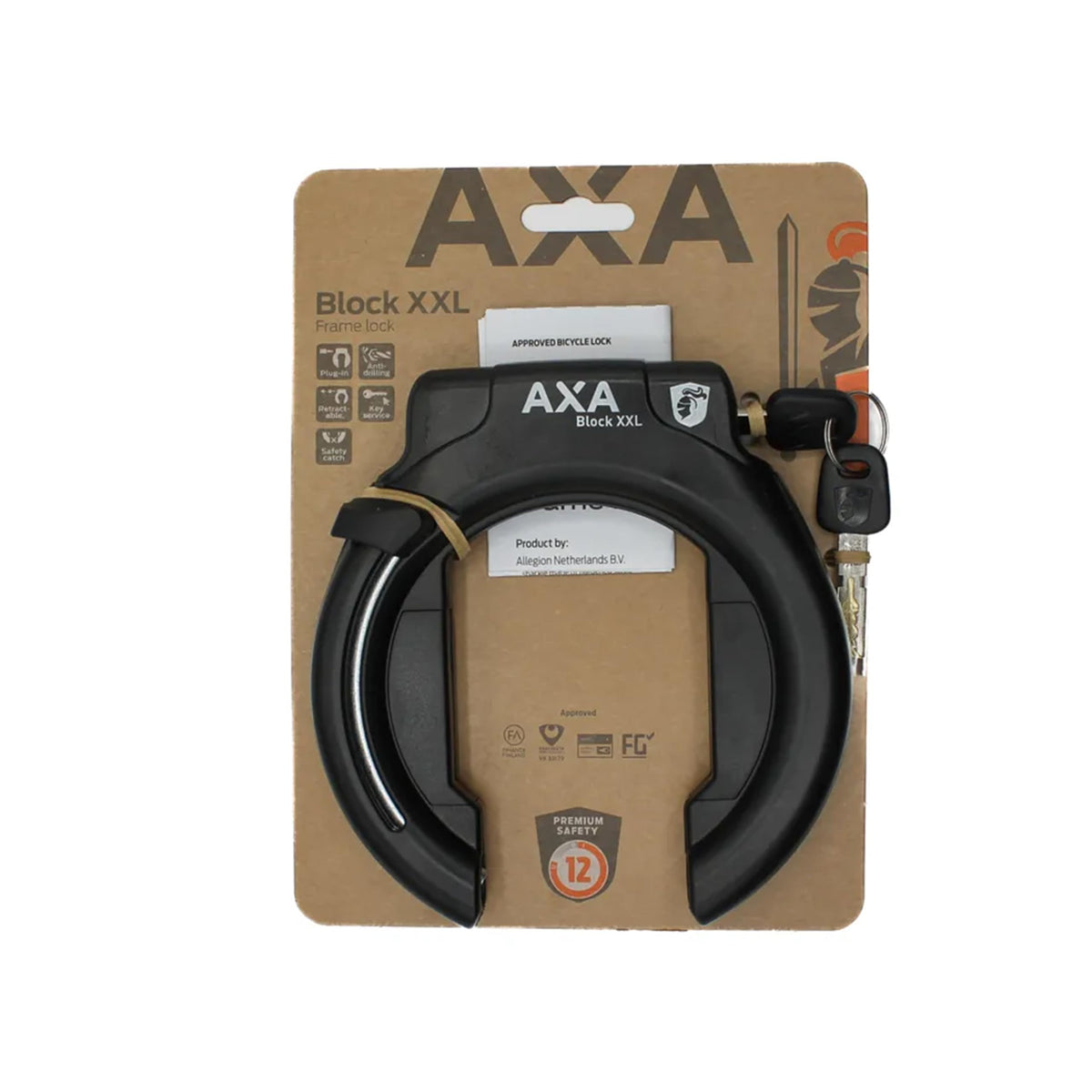 AXA Block XXL extra‑wide opening with tyre demonstrating clearance for wide tyres benefit