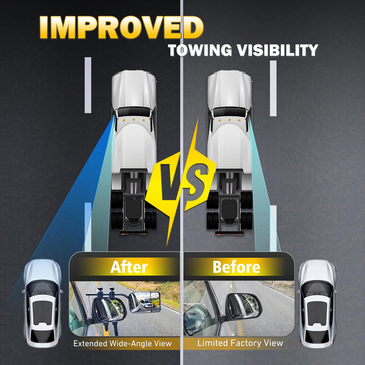 AXIMIRON convex mirror close-up revealing wider rear visibility advantage