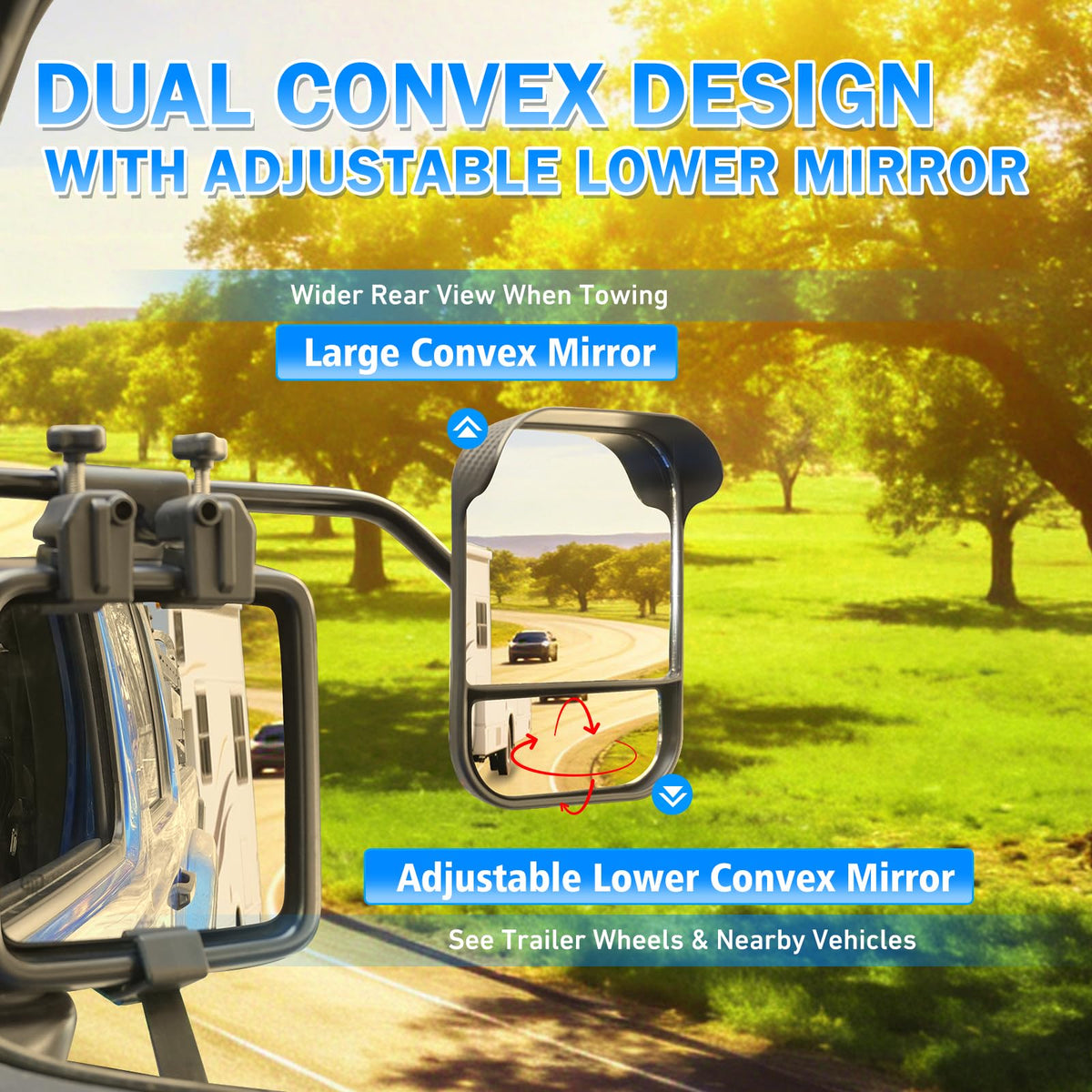 AXIMIRON convex secondary mirror showing blind-spot visibility