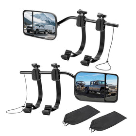 AXIMIRON front view of both tow mirrors showing extended coverage and safer towing