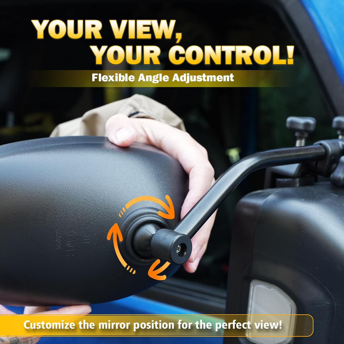 AXIMIRON mounted on SUV side mirror improves lane and trailer visibility