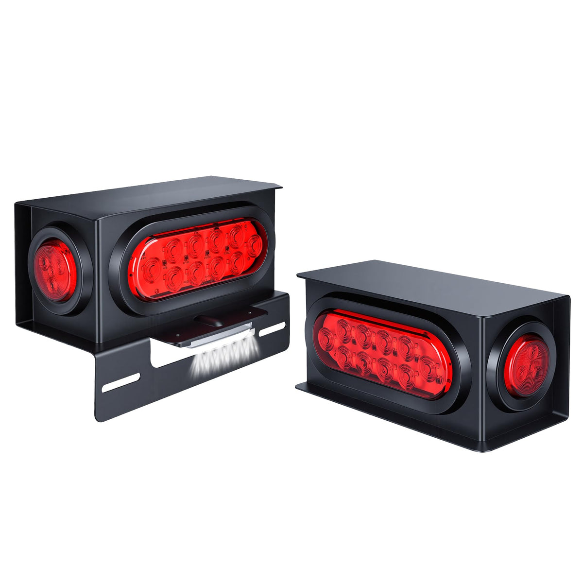 Axiraminora front view of welded steel light box showing integrated lights and rugged protection