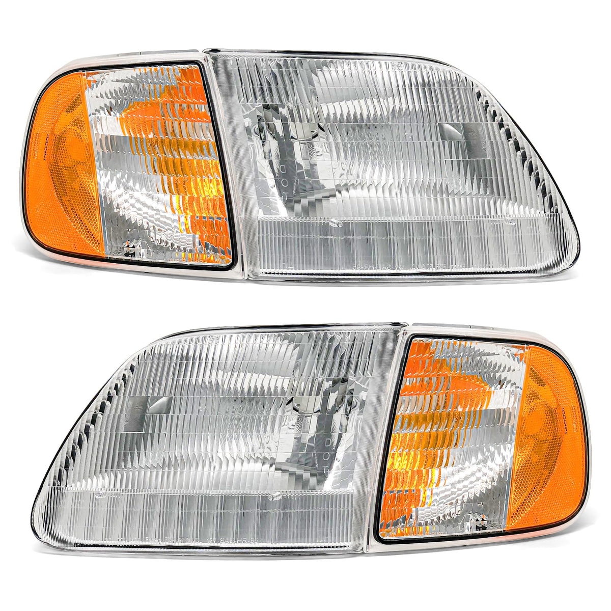 AXLAHA front assembly pair showing chrome housing and clear lenses, improving truck appearance