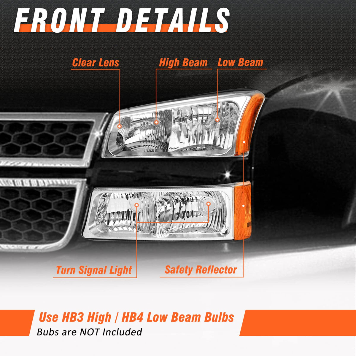 AXLAHA headlight installed on Chevy Silverado illustrating fitment