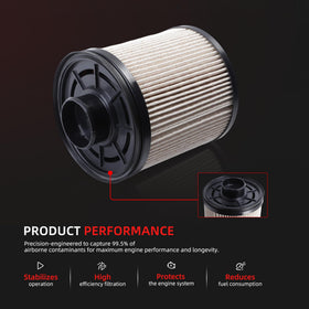 AxleyHub fuel filter beside ruler showing dimensions for accurate selection benefit