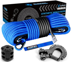 AXSIPEIX front packaging showing blue 1/4" x 50ft rope and included accessories, clear benefit
