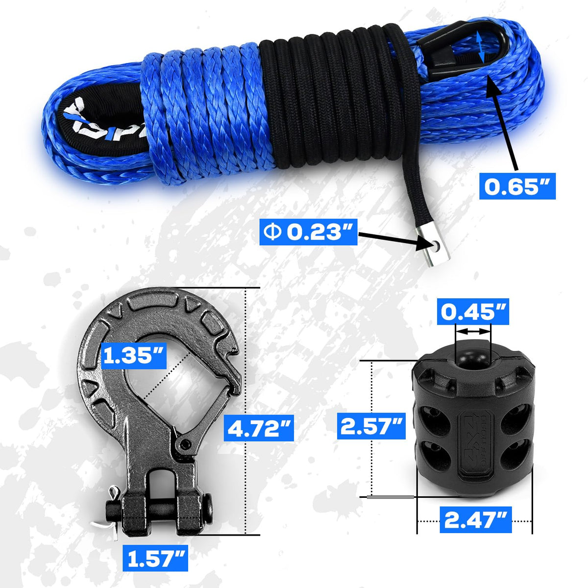 AXSIPEIX rope in use during ATV recovery illustrating easier handling and lighter weight