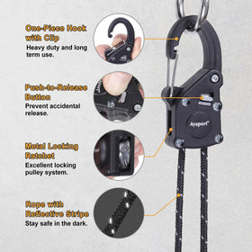 Ayaport carabiner clip detail showing spring gate for safe attachment under load