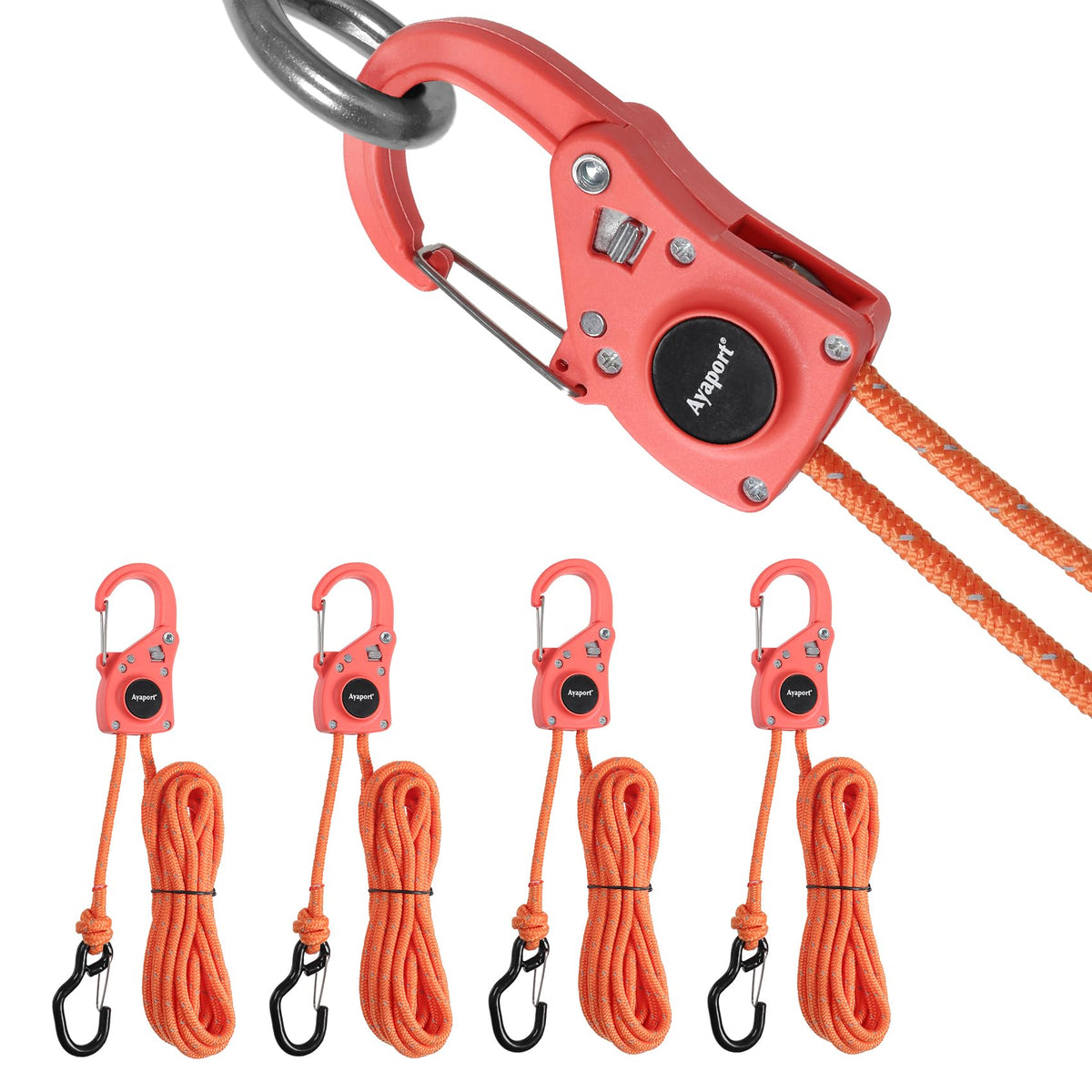 Ayaport front packaging 4-pack showing organized tie downs and benefits