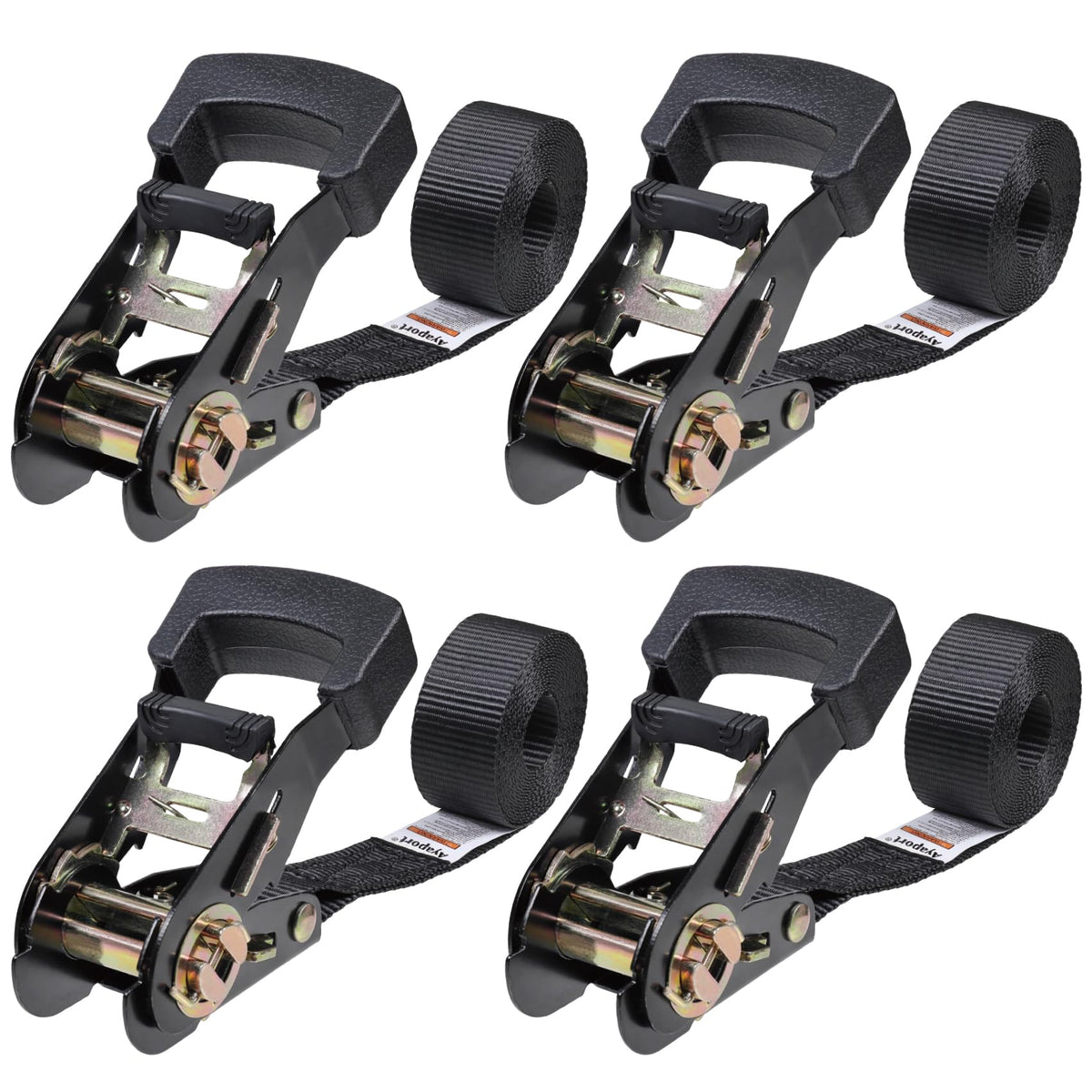 Ayaport front packaging showing 4-pack no-hook straps and compact box benefit