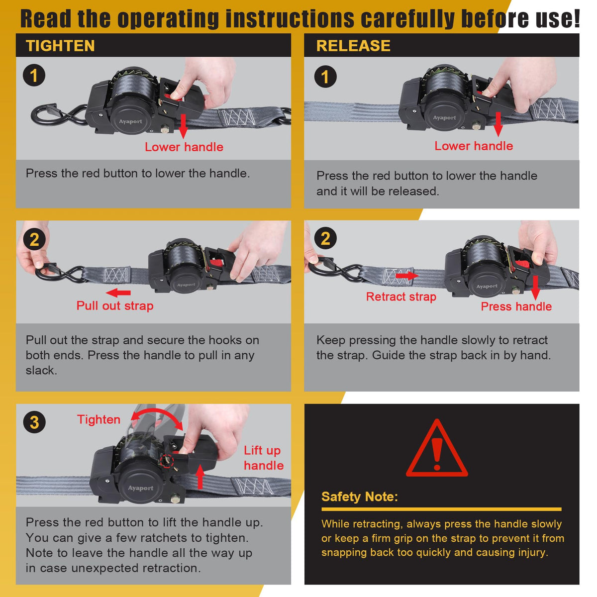 Ayaport strap in use securing a motorcycle on a trailer, demonstrates stability during transport