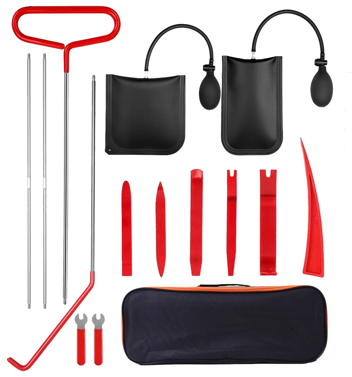 AYHUDFEK front view of 16-piece kit shows organized tools and bag for quick access