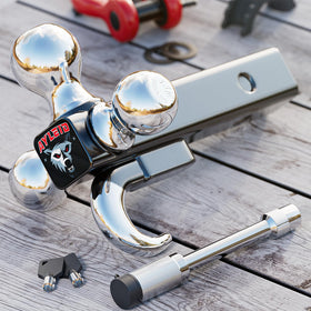 Ayleid close-up of 1-7/8, 2, 2-5/16 inch silver hitch balls highlighting smooth coupling