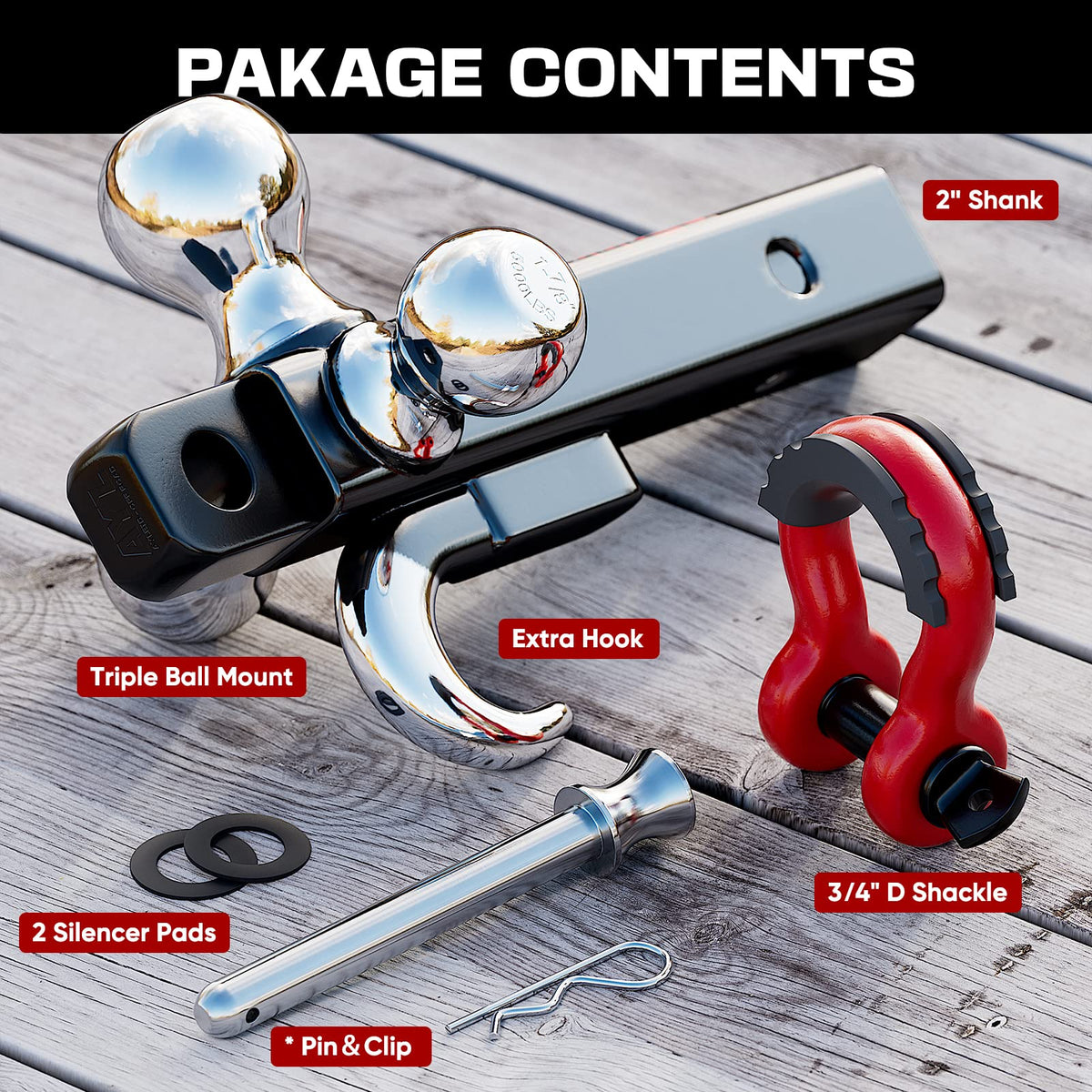 Ayleid tow hook and 3/4-inch D-ring close-up showing recovery versatility benefit