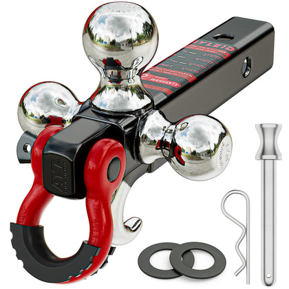 Ayleid tri-ball mount front view showing all three ball sizes and finish benefit