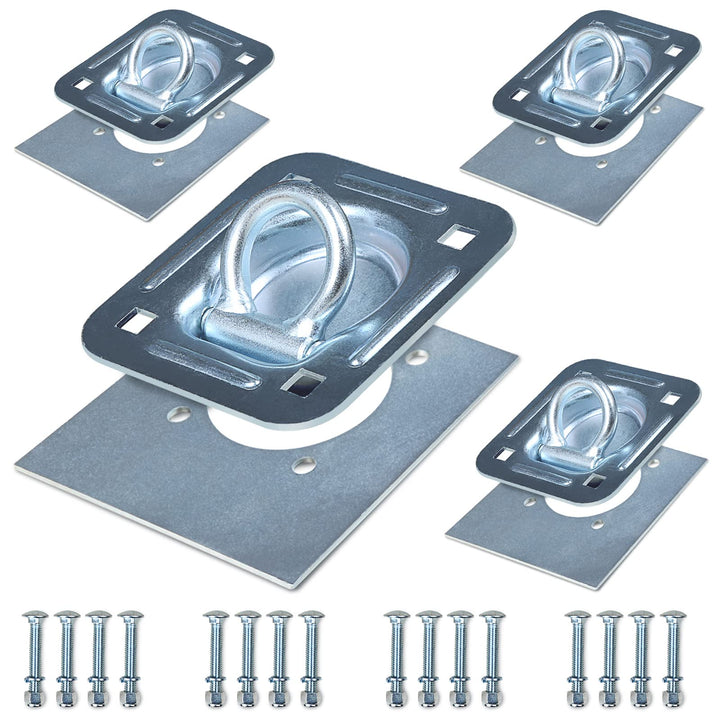 AYMMIC front view of 4-pack recessed D-ring anchors showing hardware and packaging with durable finish