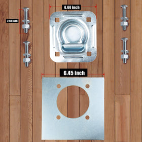AYMMIC installed recessed D-ring on flatbed showing flush profile and safer tie-down benefit