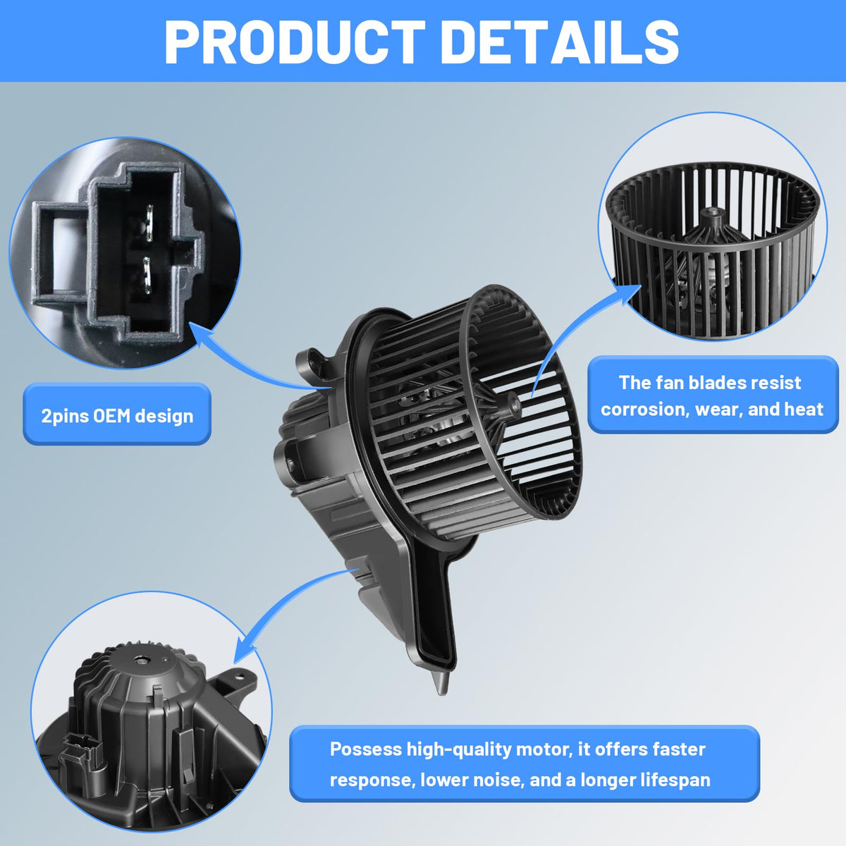 AZ-HAPPYMALL blower motor installed in vehicle rear HVAC housing demonstrating fitment