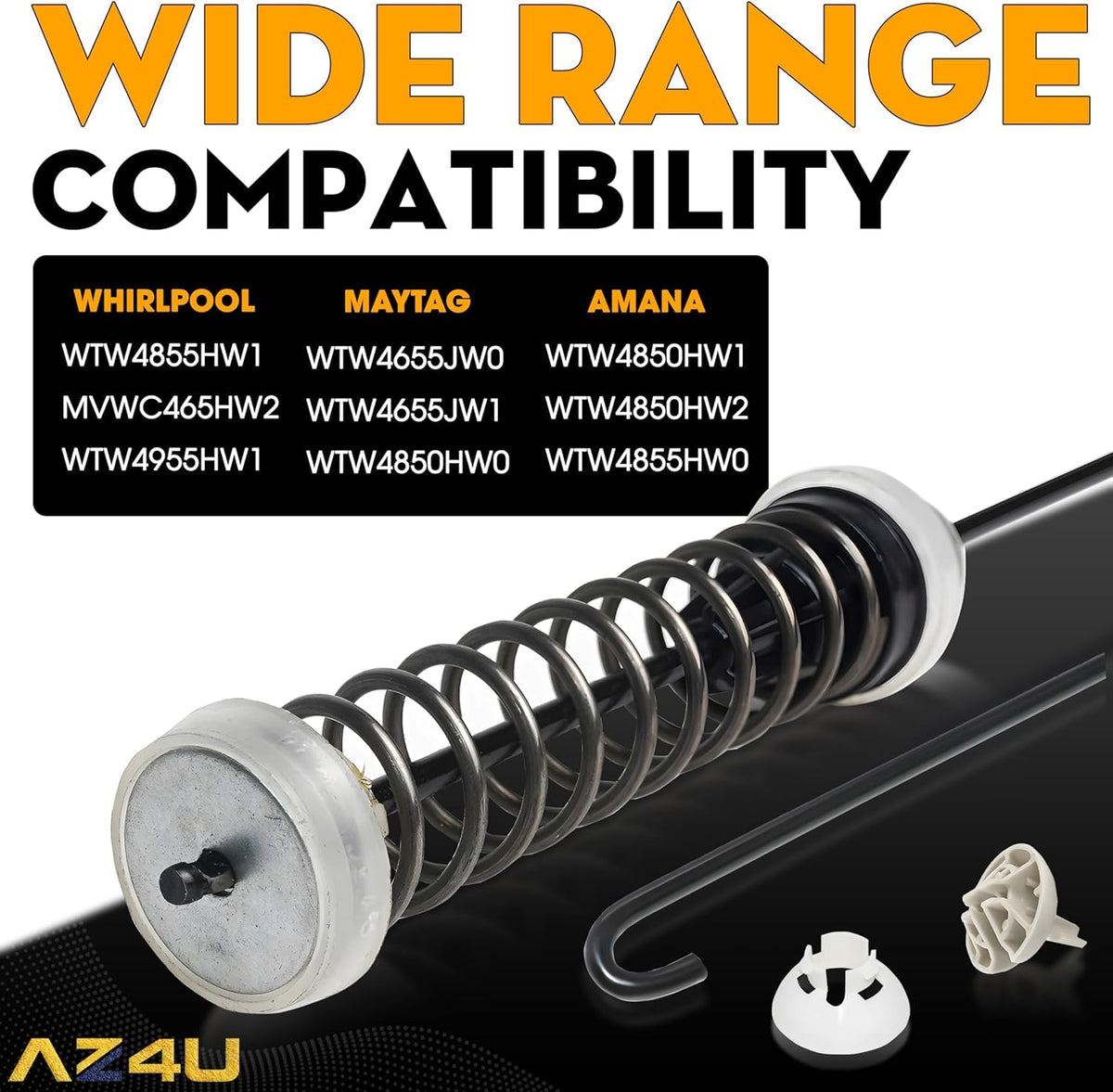 AZ4U rods installed on washer tub illustrating restored balance and reduced vibration