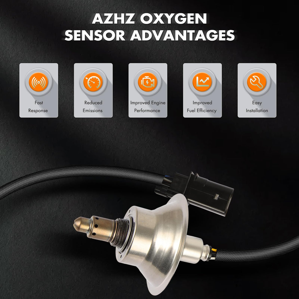 AZHZ oxygen sensor installed under hood demonstrating direct-fit replacement benefit