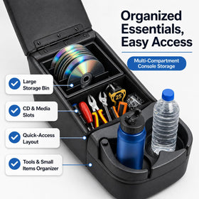 AZIFOK dual cup holders and CD slot keeping drinks secure and media organized