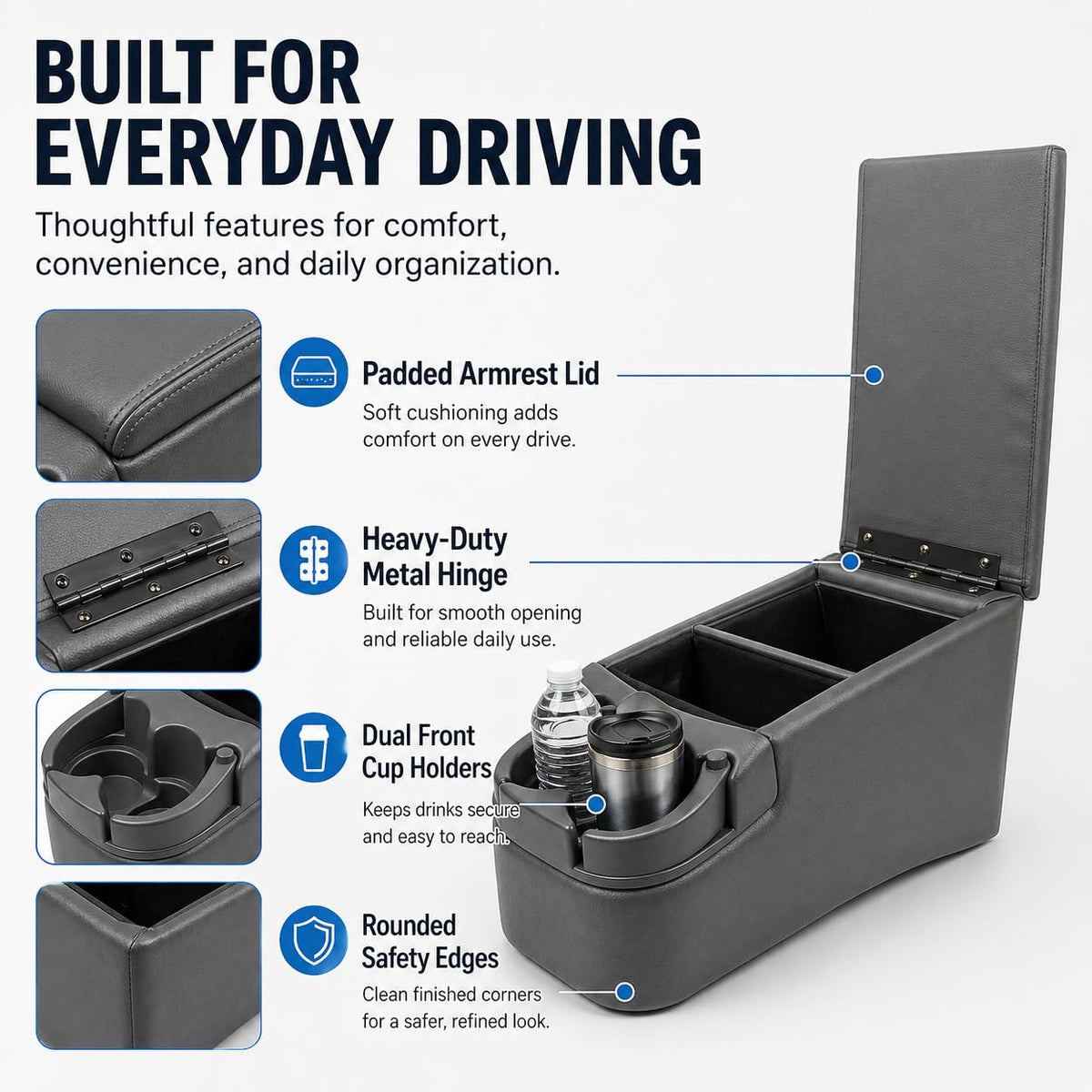AZIFOK open storage box revealing roomy interior ideal for tools and electronics