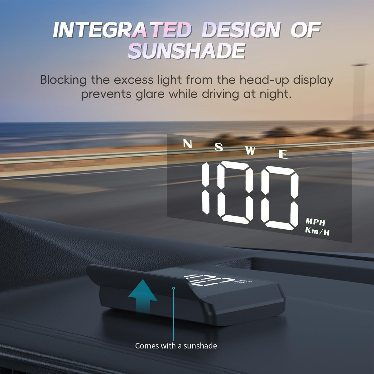 AZIJYV HUD rear view with USB port for easy plug-and-play power