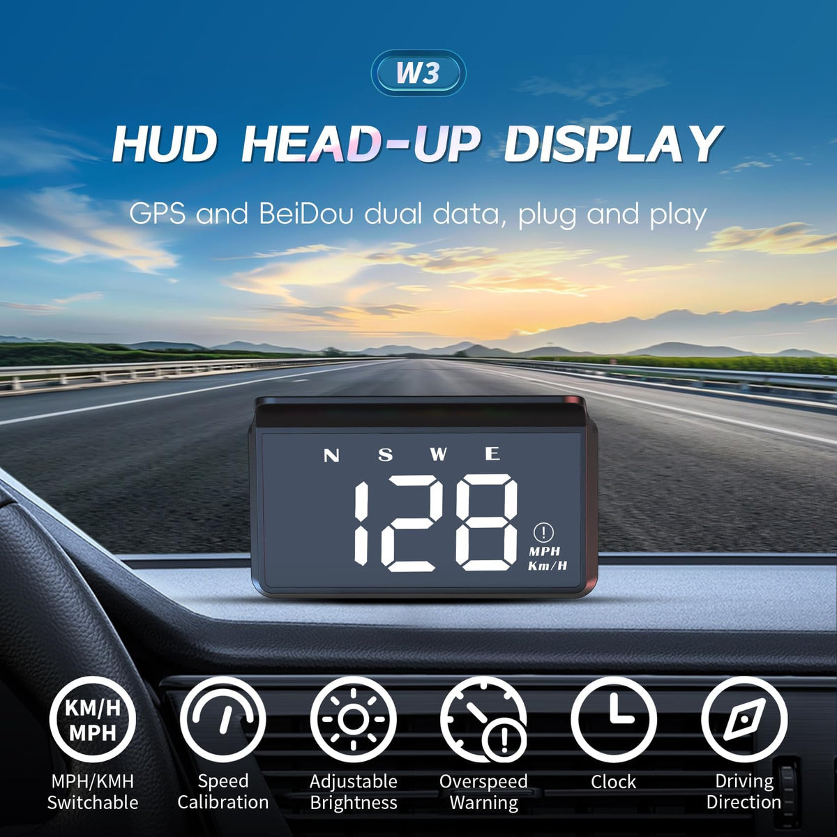 AZIJYV HUD close-up of screen texture for crisp numbers and clarity