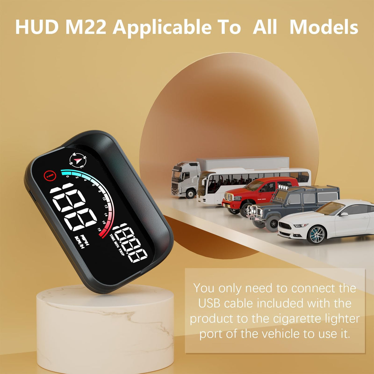 AZIJYV M22 flashing overspeed alert to help maintain legal speed
