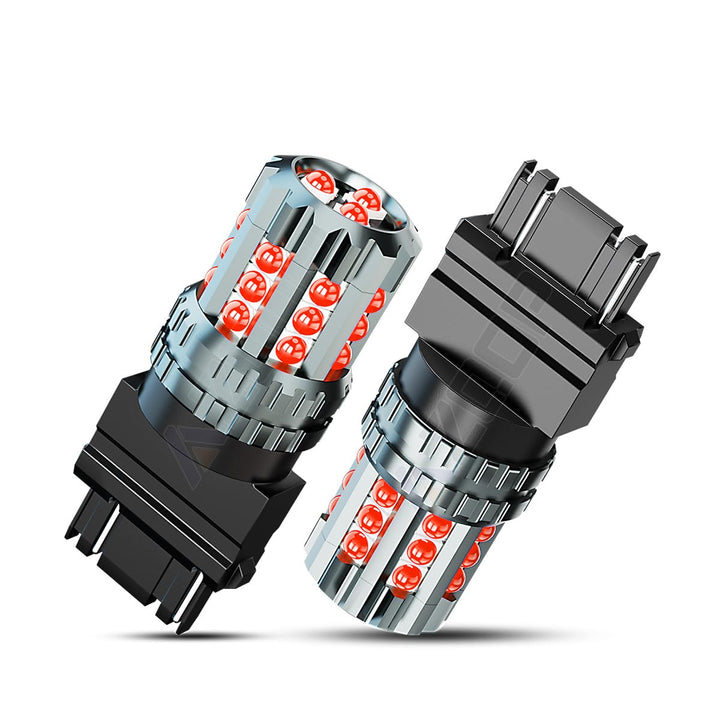 AZQOP front view of 3157 4057 LED bulb package showing compatibility and benefit of easy swap