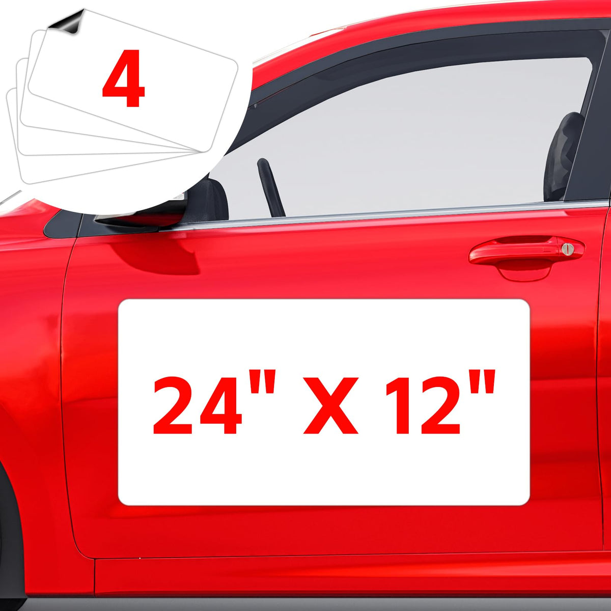 AzReference front view of four 24x12 car magnets showing clean printable face and protection