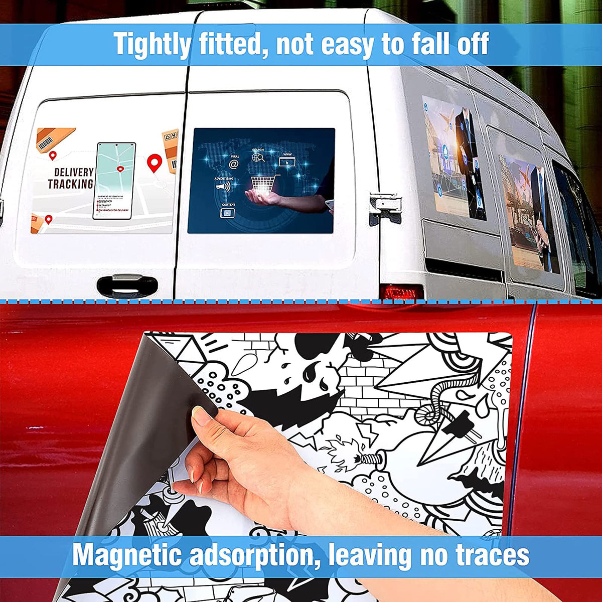 AzReference magnet applied on car door offering temporary advertising benefit