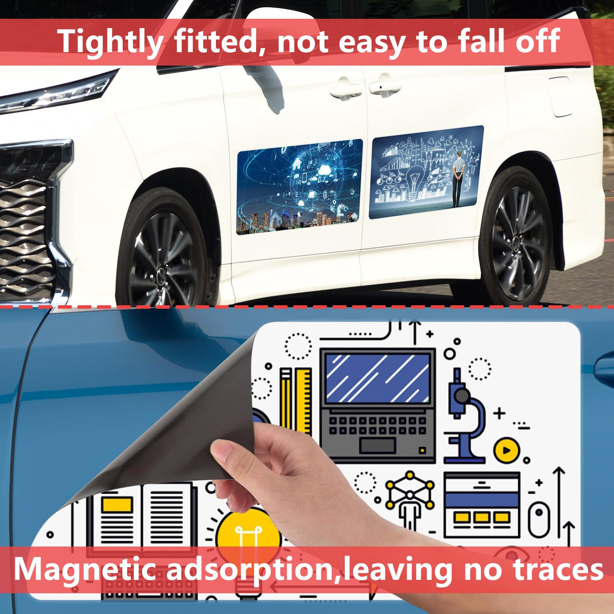 AzReference printed custom design mounted on car door for professional vehicle branding