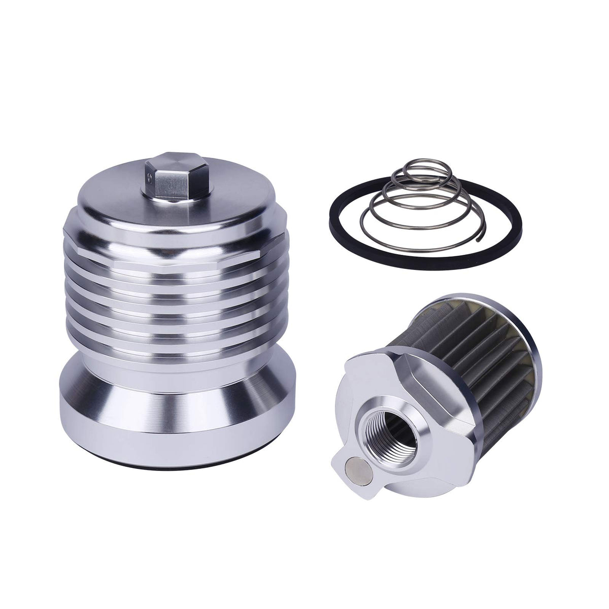 Azumka filter beside wrench showing scale for easy installation benefit