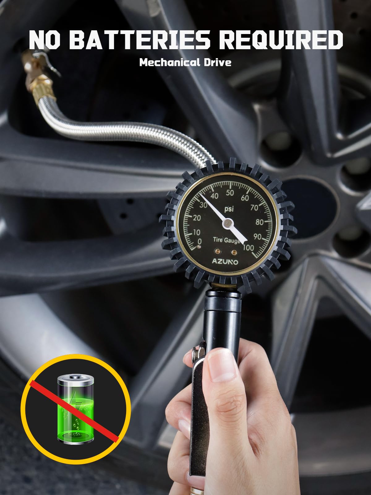 AZUNO air chuck attached to valve stem demonstrating secure, leak-minimizing seal