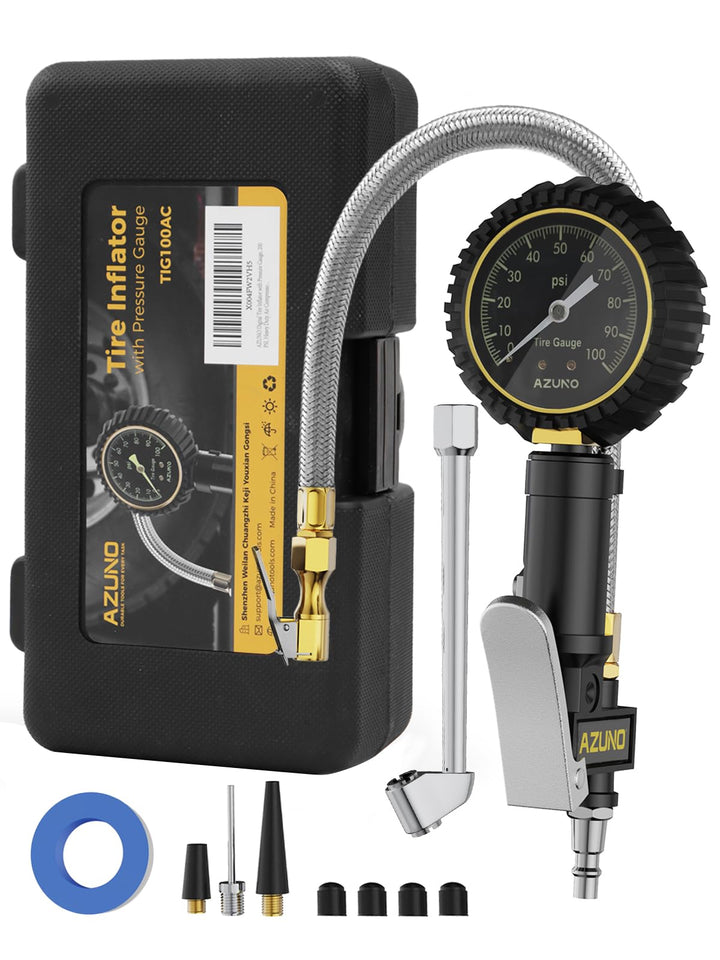 AZUNO front view showing metal body and integrated gauge for reliable durability