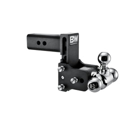 B&W front view of ball mount showing tri-ball and receiver fit benefit of versatility