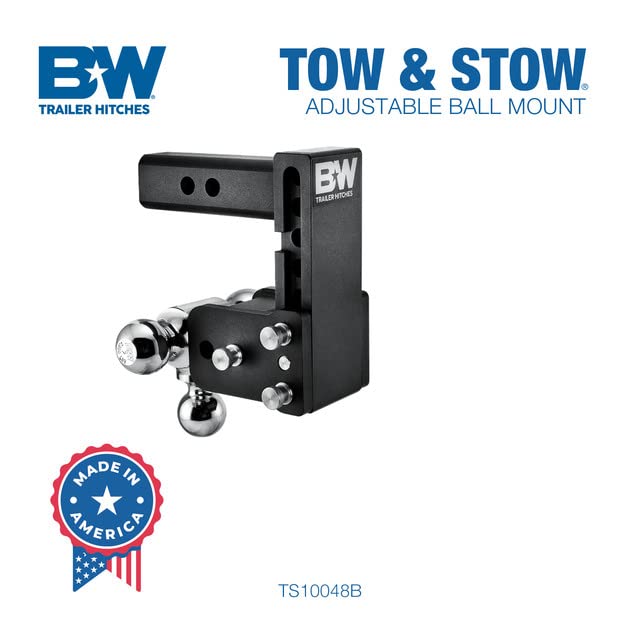 B&W side profile showing Tow & Stow rotated and stowed under vehicle for safety