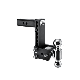B&W front profile of Tow & Stow showing dual-ball design and robust build benefits
