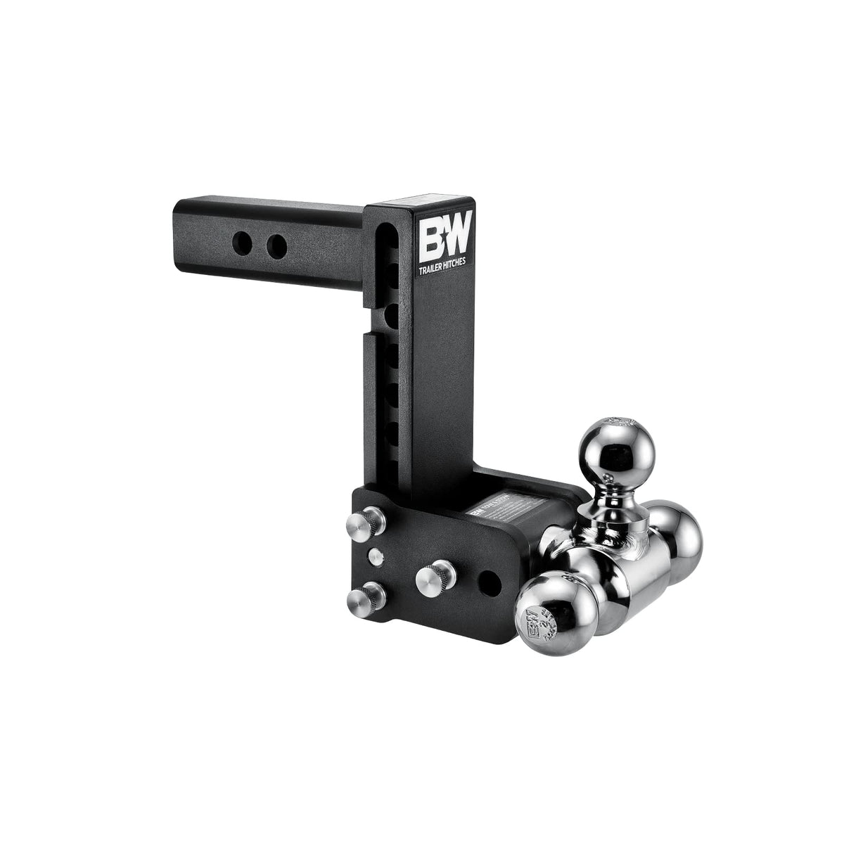 B&W front profile of Tow & Stow showing compact folded benefit