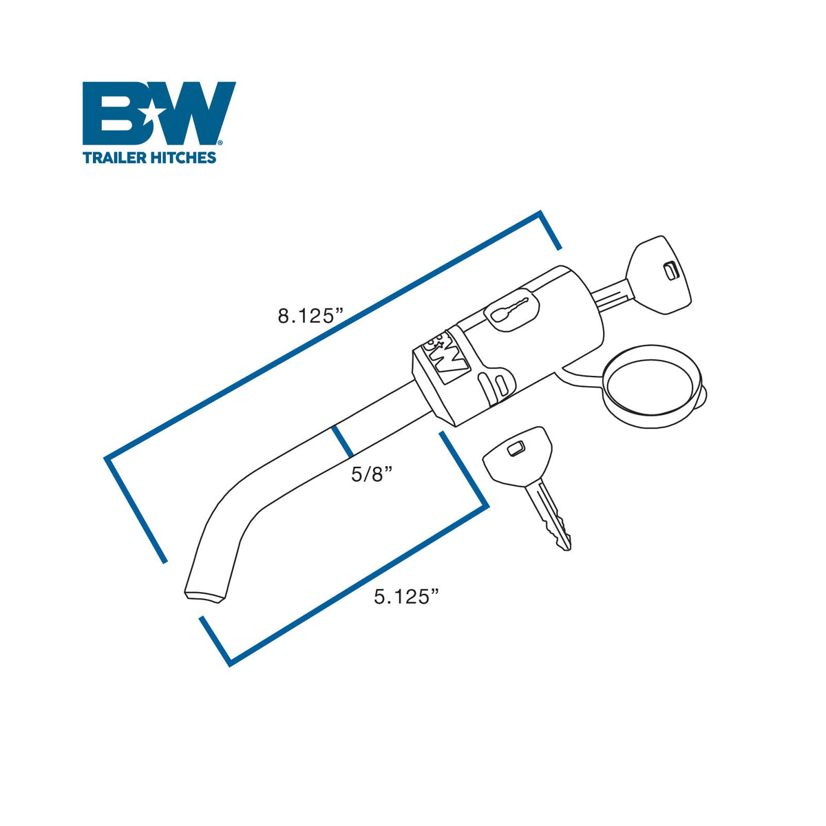 B&W TS51230 installed in a trailer receiver reducing rattle and preventing theft benefit
