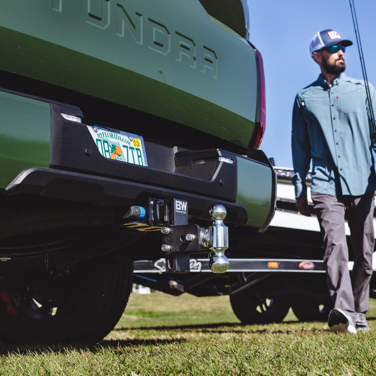 B&W TS51230 on a camper hitch in use demonstrating durable towing security benefit