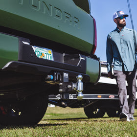B&W TS51230 on a camper hitch in use demonstrating durable towing security benefit