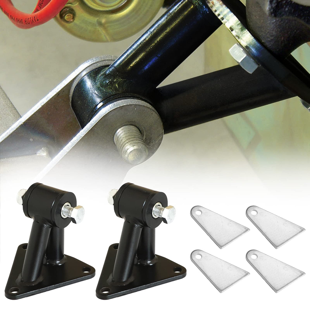 B.ZSSY front view of both weld-in motor mounts showing fit and strength benefit